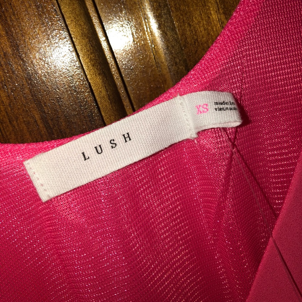 Lush Hot Pink Mini Wrap Dress - Picture 3 of 4